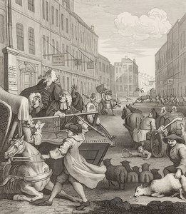 A segunda etapa da crueldade. De: Os quatro estágios da crueldade - Os quatro estágios da crueldade. 1751 de William Hogarth