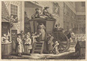 A carruagem, ou o Country Inn Yard de William Hogarth