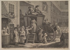 O treinador de palco, ou The Country Inn Yard, 1747. de William Hogarth