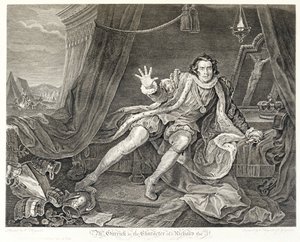 O ator David Garrick no papel de Ricardo III, 1746 de William Hogarth