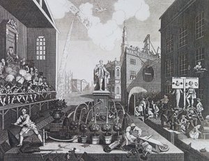 Dois criminosos em um pelourinho ou ações em Londres de William Hogarth