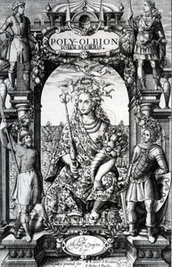 Frontispício de &39;Poly-Olbion&39; de Michael Drayton, publicado em 1622