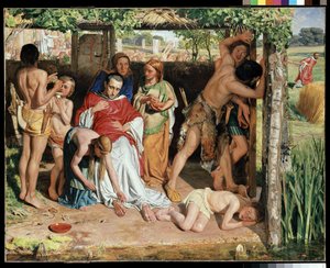 Uma família britânica convertida abrigando um missionário cristão da perseguição dos druidas, 1850