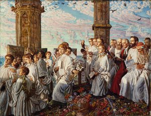 Manhã de maio no Magdalen College, Oxford, Cerimônia Anual Antiga de William Holman Hunt