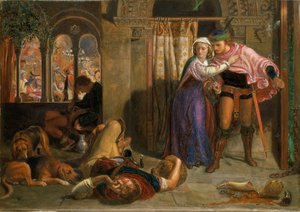 A fuga de Madeline e Porphyro durante a embriaguez que acompanha a celebração (A véspera de Santa Inês) de William Holman Hunt