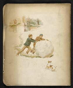 As crianças e uma bola de neve. O comboio de férias: uma canção de "Dulce Domum" ... Ilustrado por W. J. Webb. Frederick Langbridge London,1891 de William J. Webbe or Webb