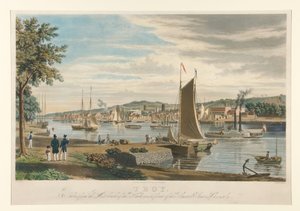 Troy. Fotografada da margem ocidental do Hudson, em frente ao arsenal dos Estados Unidos. de William James Bennett