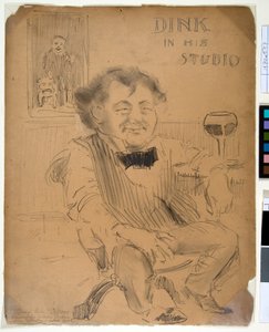 Dink em seu estúdio, c.1895 (grafite e carvão em cartolina) de William James Glackens