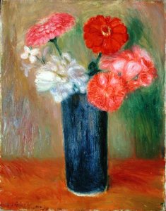 Flores em vaso azul (óleo sobre tela) de William James Glackens