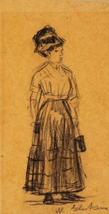 Mulher de chapéu preto e saia preta de William James Glackens