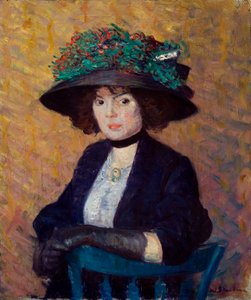 Mulher com chapéu verde de William James Glackens