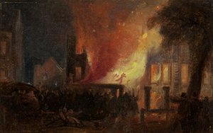 Tumultos de Bristol: The Burning of Queen Square: a alfândega de William James Muller