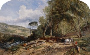 Transporte de madeira (óleo sobre tela) de William James Muller