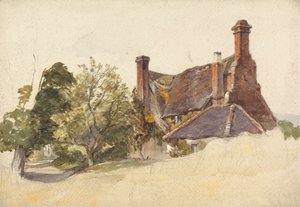 Estudo de uma casa de campo por uma faixa de William James Muller