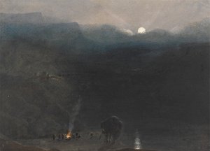 Maurícias - Luz da Lua, com Incêndio de Queimadores de Carvão no Desfiladeiro do Rio Negro de William John Chamberlayne
