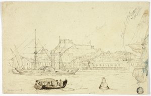 Porto marítimo com fortaleza de William John Huggins