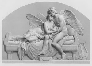 Cupido e Psique, da estátua de J Gibson, RA na Coleção da Rainha (gravura)