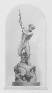 Miguel e Satanás, do grupo em mármore de Flaxman, RA, gravado por W Roffe (gravura)