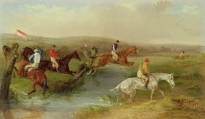 Steeplechasing: The Brook (óleo sobre tela)