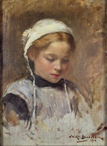 Rapariga em um Pinafore azul, 1914