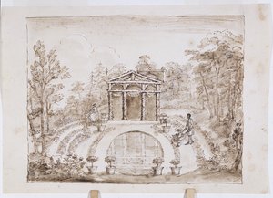 Templo floral e piscina redonda de William Kent