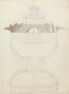 A Cascata em Chiswick House, Middlesex: Elevação e Plano de William Kent