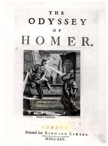 Página de título de &39;The Odyssey&39; de Homer, gravado por Pierre Fourdrinier (fl.1720-60)