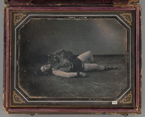 Retrato sem título de domador de animais selvagens Jacob Driesbach com Jaguar, 1850 de William Langenheim