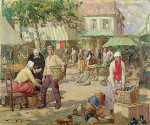 Um mercado bretão (óleo sobre tela)