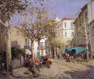 Mercado de Frejus, Sul de França (óleo sobre tela)