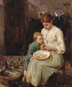 Preparação da refeição (óleo sobre tela) de William Lee Hankey