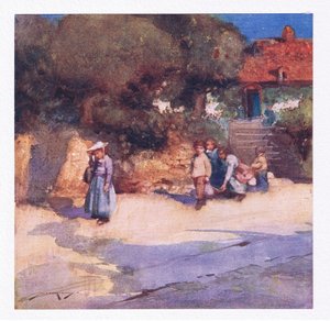 As crianças brincalhonas acabam de se soltar da escola (cor litho) de William Lee Hankey