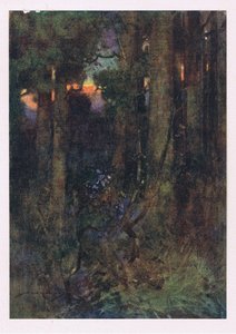 Aqueles bosques foscos onde as aves se esqueceram de cantar, mas morcegos silenciosos em cachos sonolentos agarram-se (cor litho) de William Lee Hankey
