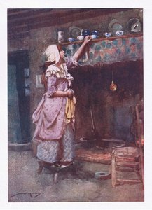 Enquanto as chávenas de chá partidas, sabiamente guardadas para espectáculo, tocavam a chaminé, brilhando em fila (cor litho) de William Lee Hankey