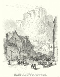 Edinburgh Castle, do Grass-market (gravura)