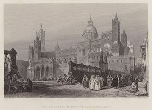 A Catedral (Madre Chiesa) em Palermo (gravura) de William Leighton Leitch