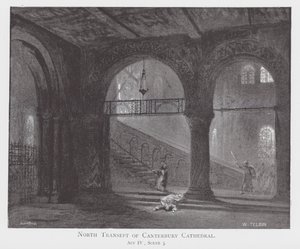 Transepto norte da Catedral de Cantuária (litografia) de William Lewis (after) Telbin