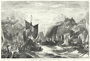 Embarque dos gregos para a Guerra de Torjan (gravura)