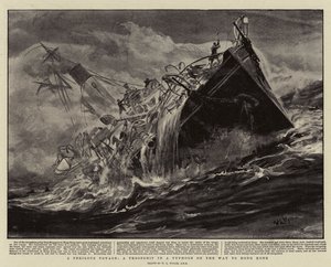 Uma viagem perigosa, uma tropa em um tufão a caminho de Hong Kong de William Lionel Wyllie
