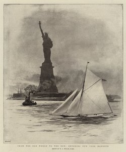 Do Velho Mundo ao Novo, entrando no Porto de Nova York de William Lionel Wyllie