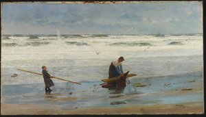 Gathering Driftwood, Holanda, 1877 de William Lionel Wyllie
