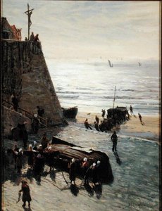 Arrasto do Barco de Pesca (óleo sobre tela) de William Lionel Wyllie