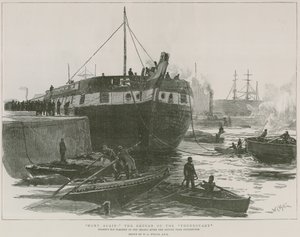 Antiga capitânia de Nelson no rio Tâmisa, após seu retorno de Sinemunde de William Lionel Wyllie