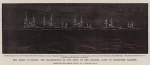 A Rainha em Dublin, a Iluminação dos Navios da Frota do Canal no Porto de Kingstown de William Lionel Wyllie