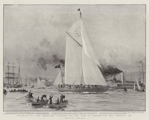 Westward Ho, o Shamrock começando para Nova York para competir pela America Cup de William Lionel Wyllie