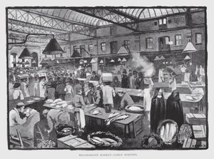 Billingsgate Market, Early Morning (litho) de William Luker