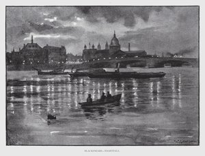 Blackfriars, Cair da Noite (litho) de William Luker