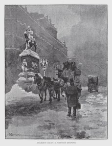Holborn Circus, uma Manhã de Inverno (litho) de William Luker