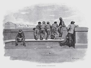 London Bridge, Desempregado (litho) de William Luker