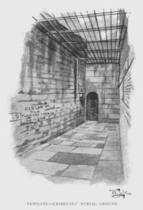 Newgate, Terreno de Enterro dos Criminosos (litho) de William Luker